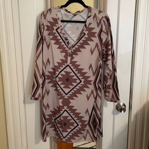 Tasha Polizzi tribal print shift dress. Sz.XL